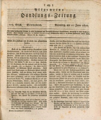 Allgemeine Handlungs-Zeitung Samstag 10. Juni 1820