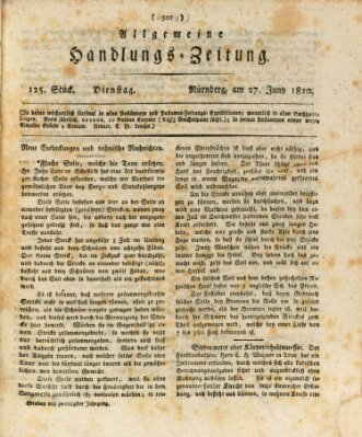 Allgemeine Handlungs-Zeitung Dienstag 27. Juni 1820