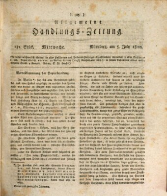 Allgemeine Handlungs-Zeitung Mittwoch 5. Juli 1820