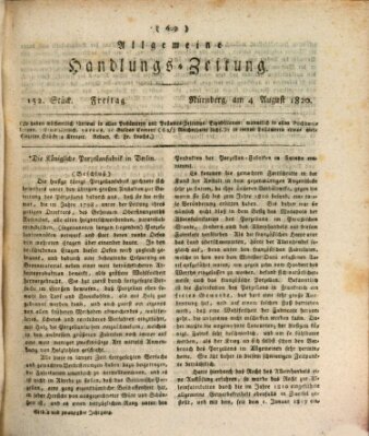 Allgemeine Handlungs-Zeitung Freitag 4. August 1820