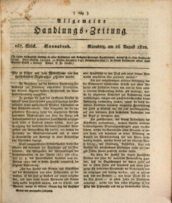 Allgemeine Handlungs-Zeitung Samstag 26. August 1820