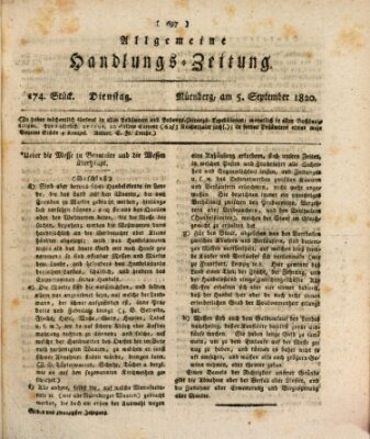 Allgemeine Handlungs-Zeitung Dienstag 5. September 1820