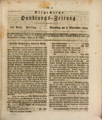 Allgemeine Handlungs-Zeitung Freitag 8. September 1820