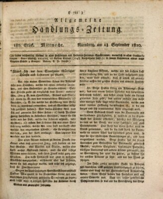 Allgemeine Handlungs-Zeitung Mittwoch 13. September 1820