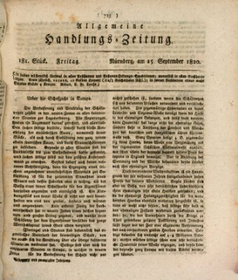 Allgemeine Handlungs-Zeitung Freitag 15. September 1820