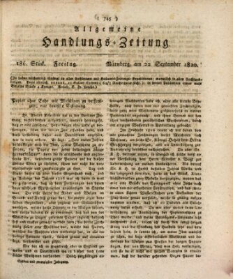 Allgemeine Handlungs-Zeitung Freitag 22. September 1820