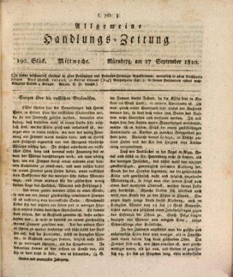 Allgemeine Handlungs-Zeitung Mittwoch 27. September 1820