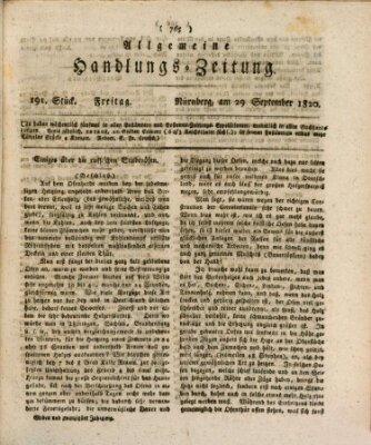 Allgemeine Handlungs-Zeitung Freitag 29. September 1820