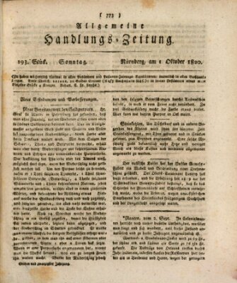 Allgemeine Handlungs-Zeitung Sonntag 1. Oktober 1820