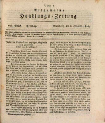 Allgemeine Handlungs-Zeitung Freitag 6. Oktober 1820