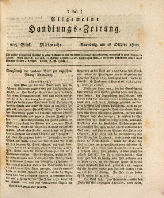 Allgemeine Handlungs-Zeitung Mittwoch 18. Oktober 1820