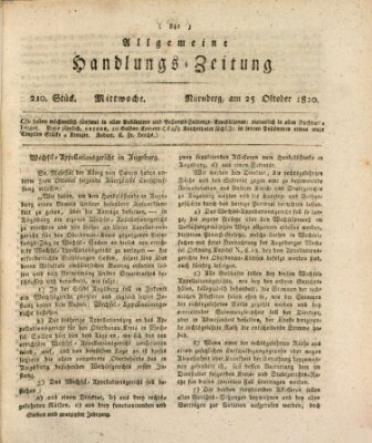 Allgemeine Handlungs-Zeitung Mittwoch 25. Oktober 1820