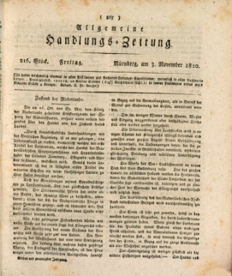 Allgemeine Handlungs-Zeitung Freitag 3. November 1820