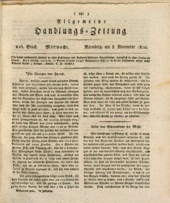 Allgemeine Handlungs-Zeitung Mittwoch 8. November 1820