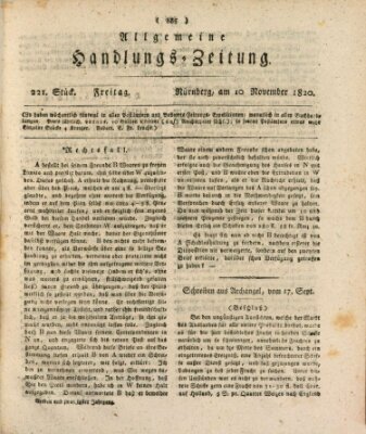 Allgemeine Handlungs-Zeitung Freitag 10. November 1820