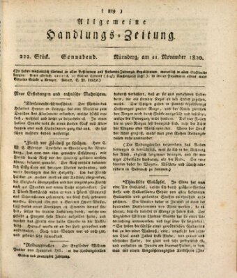 Allgemeine Handlungs-Zeitung Samstag 11. November 1820