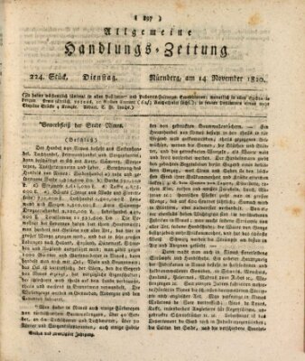 Allgemeine Handlungs-Zeitung Dienstag 14. November 1820