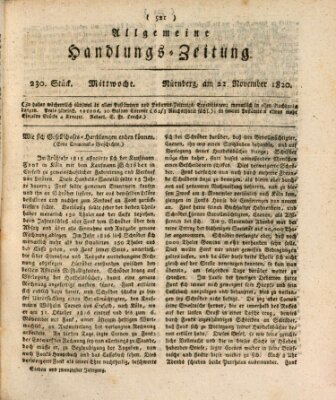 Allgemeine Handlungs-Zeitung Mittwoch 22. November 1820