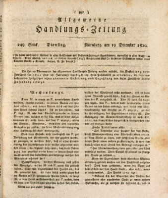 Allgemeine Handlungs-Zeitung Dienstag 19. Dezember 1820