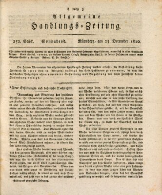 Allgemeine Handlungs-Zeitung Samstag 23. Dezember 1820