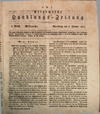 Allgemeine Handlungs-Zeitung Mittwoch 3. Januar 1821