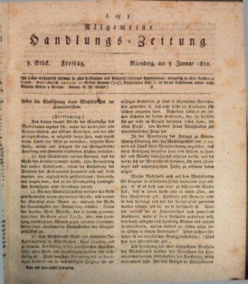 Allgemeine Handlungs-Zeitung Freitag 5. Januar 1821