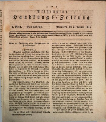 Allgemeine Handlungs-Zeitung Samstag 6. Januar 1821