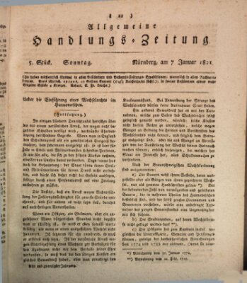 Allgemeine Handlungs-Zeitung Sonntag 7. Januar 1821