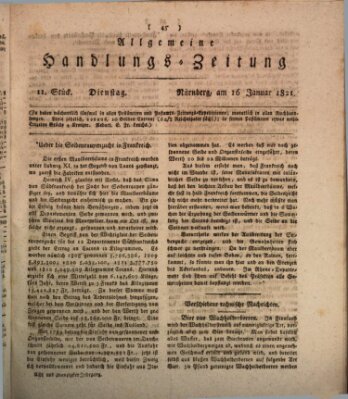 Allgemeine Handlungs-Zeitung Dienstag 16. Januar 1821