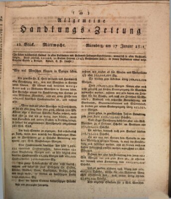 Allgemeine Handlungs-Zeitung Mittwoch 17. Januar 1821