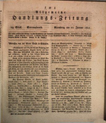 Allgemeine Handlungs-Zeitung Samstag 20. Januar 1821