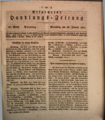 Allgemeine Handlungs-Zeitung Sonntag 28. Januar 1821