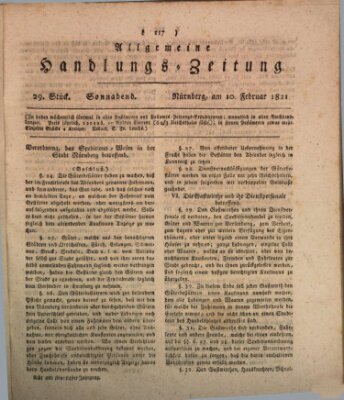 Allgemeine Handlungs-Zeitung Samstag 10. Februar 1821