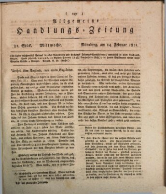 Allgemeine Handlungs-Zeitung Mittwoch 14. Februar 1821