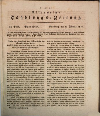 Allgemeine Handlungs-Zeitung Samstag 17. Februar 1821