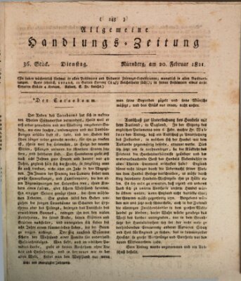 Allgemeine Handlungs-Zeitung Dienstag 20. Februar 1821