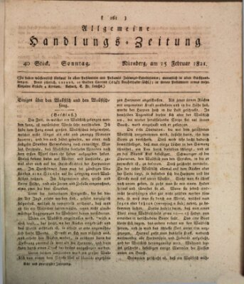 Allgemeine Handlungs-Zeitung Sonntag 25. Februar 1821