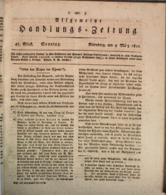 Allgemeine Handlungs-Zeitung Sonntag 4. März 1821