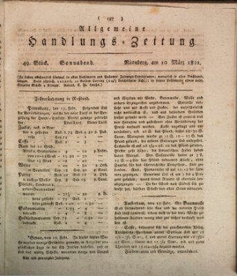 Allgemeine Handlungs-Zeitung Samstag 10. März 1821