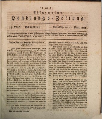 Allgemeine Handlungs-Zeitung Samstag 17. März 1821