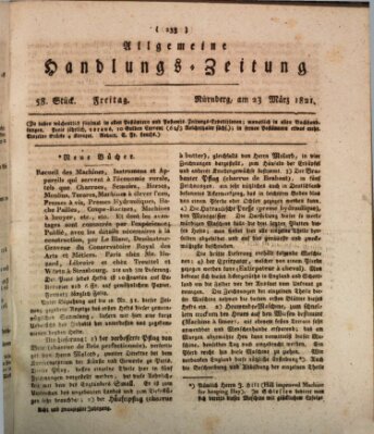 Allgemeine Handlungs-Zeitung Freitag 23. März 1821