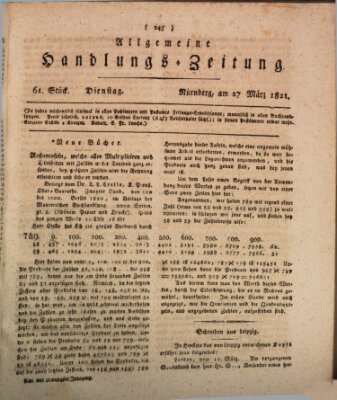 Allgemeine Handlungs-Zeitung Dienstag 27. März 1821