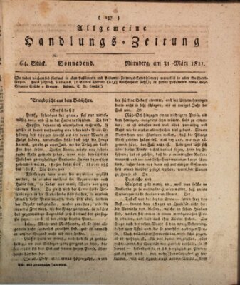 Allgemeine Handlungs-Zeitung Samstag 31. März 1821