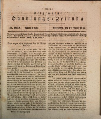 Allgemeine Handlungs-Zeitung Mittwoch 25. April 1821