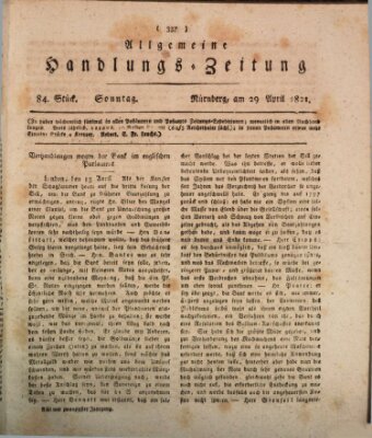 Allgemeine Handlungs-Zeitung Sonntag 29. April 1821