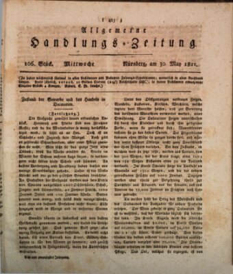 Allgemeine Handlungs-Zeitung Mittwoch 30. Mai 1821