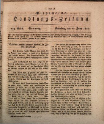 Allgemeine Handlungs-Zeitung Sonntag 10. Juni 1821