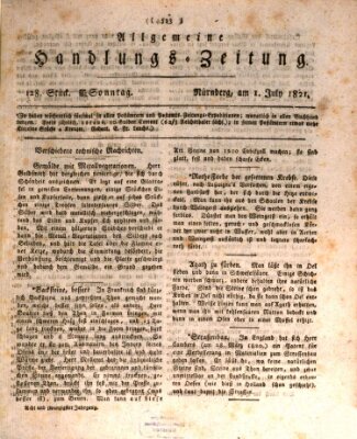 Allgemeine Handlungs-Zeitung Sonntag 1. Juli 1821