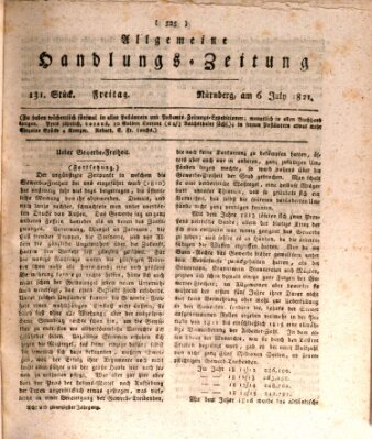 Allgemeine Handlungs-Zeitung Freitag 6. Juli 1821