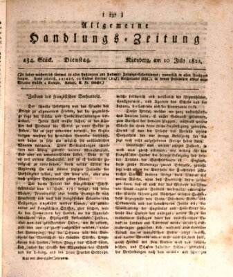 Allgemeine Handlungs-Zeitung Dienstag 10. Juli 1821